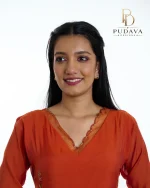 Rust Orange Hand-Embroidered Georgette churidhar set - Image 2