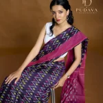 Deep Purple Ikat Handloom chettinad saree