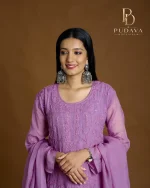 Lilac Purple Chikankari Georgette Suit Set