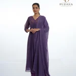 Deep Mauve Gathered Georgette Anarkali Suit Set