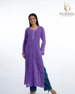 Georgette  Chikankari Long Kurti - Image 2